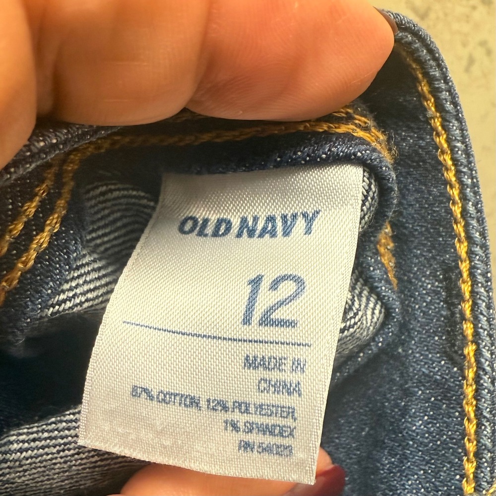 Old‎ Navy Sz 12 Womens Blue Denim Patch Pocket  Cropped Casual Mid Rise Jeans - Picture 2 of 8